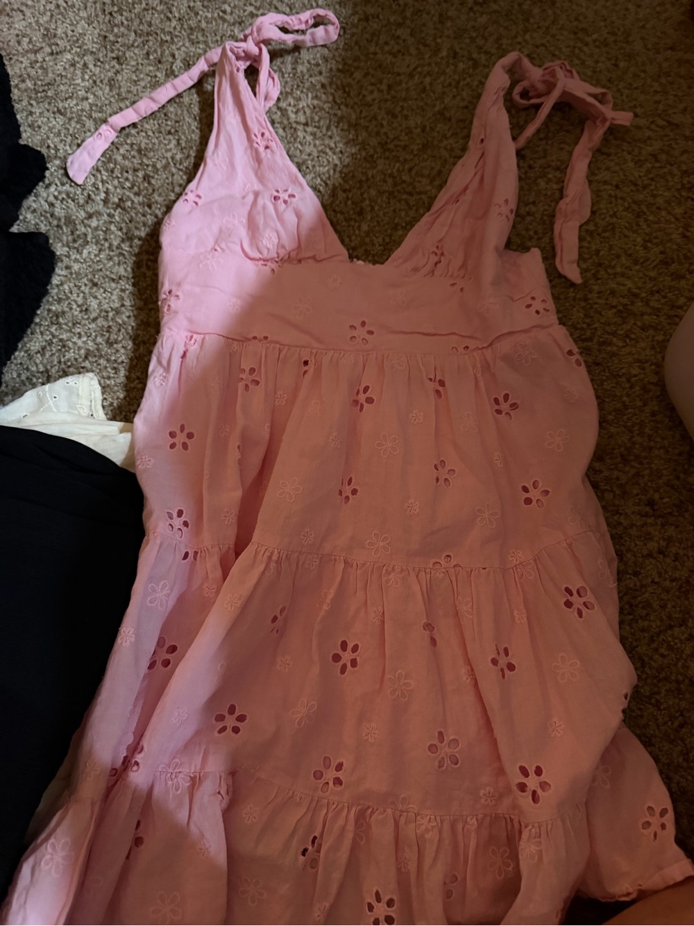 Women’s Princess Polly Pink Eyelet Tie-Strap Sundress